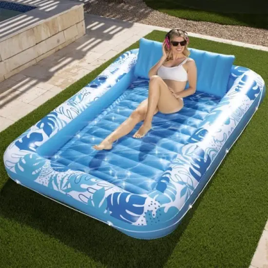 Sloosh Pool Tanning Pool Floats Inflatable Adult Float Pool Outdoor Tanning Pool Tanning Bed Extra Large with 2 Drink Holders Pool Lounger image {7}