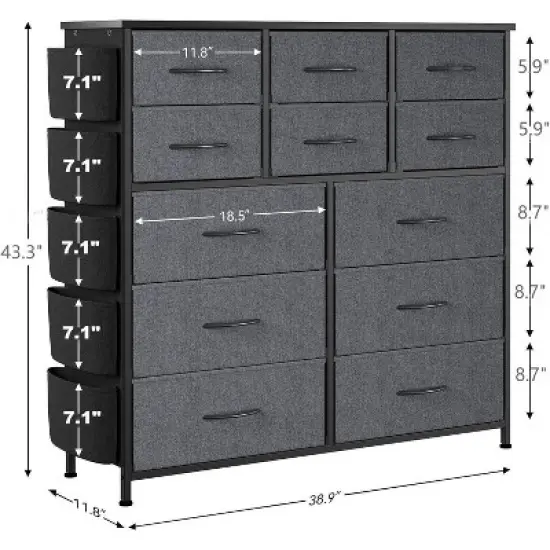 Dresser for Bedroom with 12 Drawer, Dressers & Chests of Drawers for Hallway, Entryway, Storage Organizer Unit with Fabric image {2}