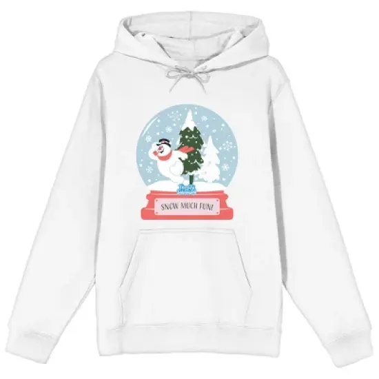 Frosty the Snowman Classic Character Snow Globe Men's White Graphic Hoodie image {6}