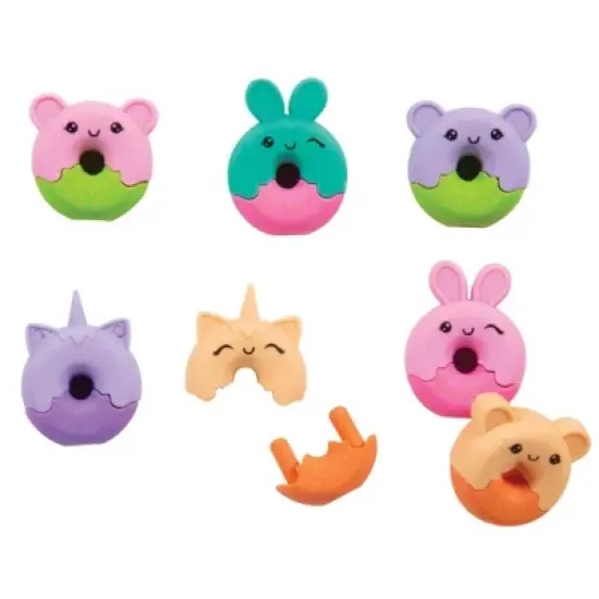 Donut Animal Eraser Toppers (12 Pack) - Fun Colorful image {2}