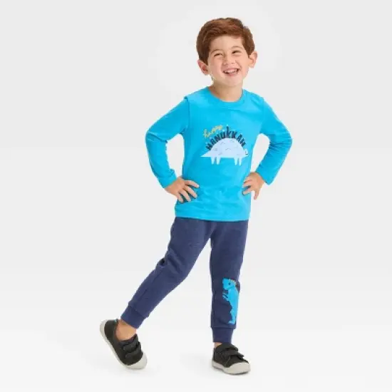Toddler Boys' 2pc Long Sleeve Graphic T-Shirt and Fleece Jogger Pants Set - Cat & Jack&trade; Blue image {3}