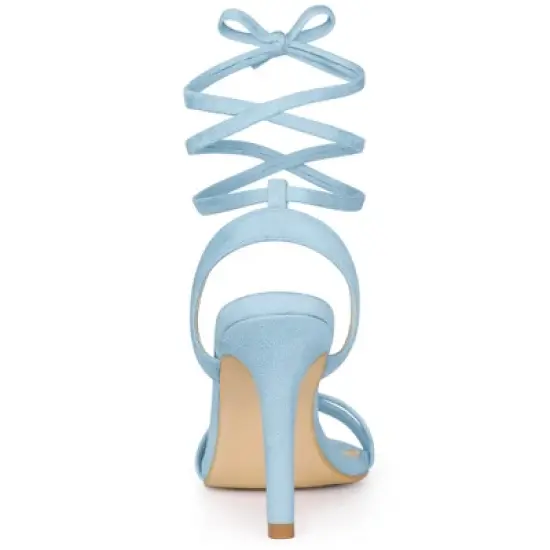 Allegra K Women's Lace Up Suede Heels Stiletto High Heels Sandals image {3}