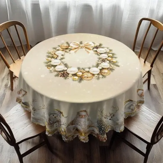 LOVEVOOK Christmas Tablecloth, Snowman Washable Snowflake Table Cloths Stain Resistant Dining Table Cover for Party Holiday Decor image {14}