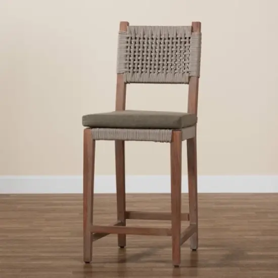 Heyna Woven Rope Mahogany Counter Height Barstool Gray/Natural - bali & pari image {8}