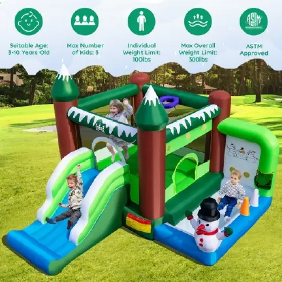Costway 6-in-1 Winter Themed Snowman Inflatable Castle kids Jumping House with  735W Blower image {3}