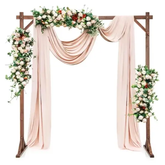 Tangkula 7.2 FT Square Wedding Arch Wooden Arbor Backdrop Stand w/ Triangular-Shaped Base image {10}