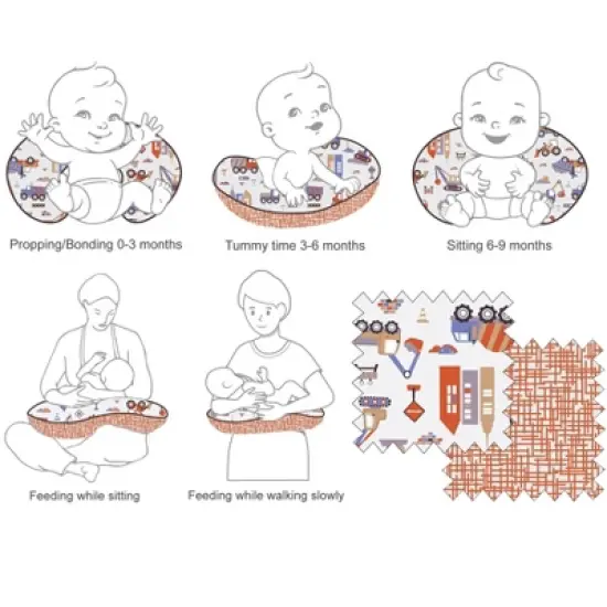 Bacati - 3 pc Construction Hugster Feeding & Infant Support Nursing Pillow  image {4}