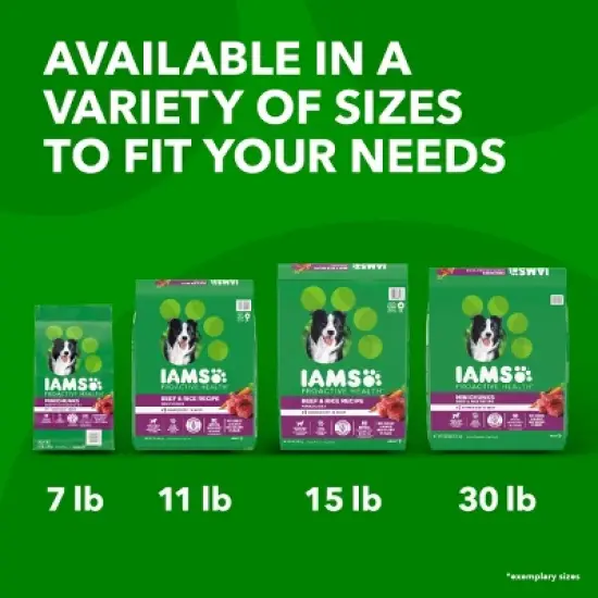 IAMS Proactive Health Minichunks Beef and Rice Flavor Recipe Adult Dry Dog Food - 15lbs image {8}