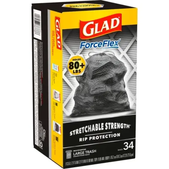 Glad ForceFlex Large Drawstring Black Trash Bags - 30 Gallon - 34ct image {4}