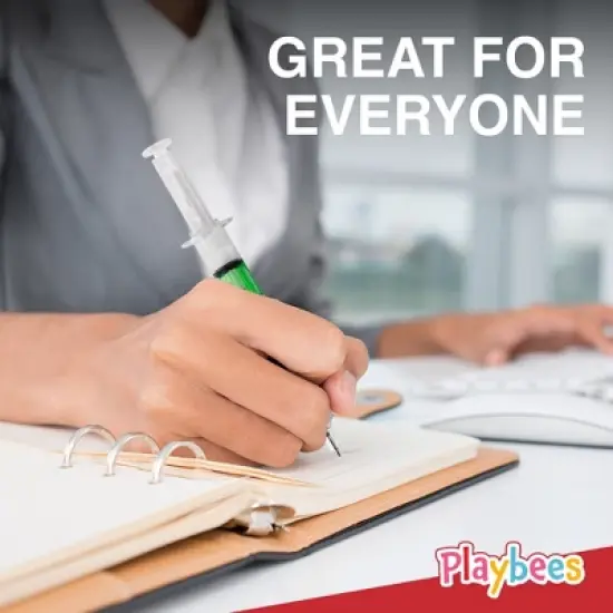 Playbees Syringe Retractable Ballpoint Pens - 12 Pack: Fun & Functional Writing Tools for All Ages image {5}