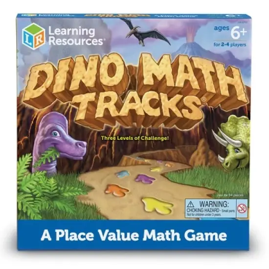 Learning Resources Dino Math Tracks Game - Ages 6+ Addition and Subtraction Dinosaur Game, Kindergarten Math Games, Board Games for Kids image {1}