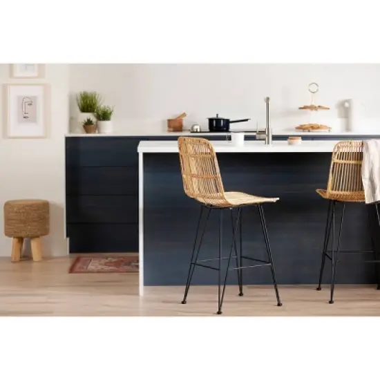 2pk Stool Balka Rattan Counter Height Barstool Rattan/Black - South Shore image {2}