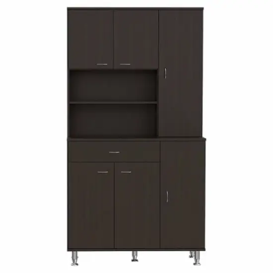 Depot E-Shop 90 Kitchen Pantry Cabinet, Two Open Shelves, One Drawer, Multiple Cabinets image {11}