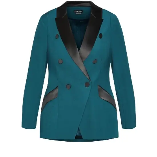 Women's Plus Size Tuxe Luxe Jacket - jade| CITY CHIC image {2}