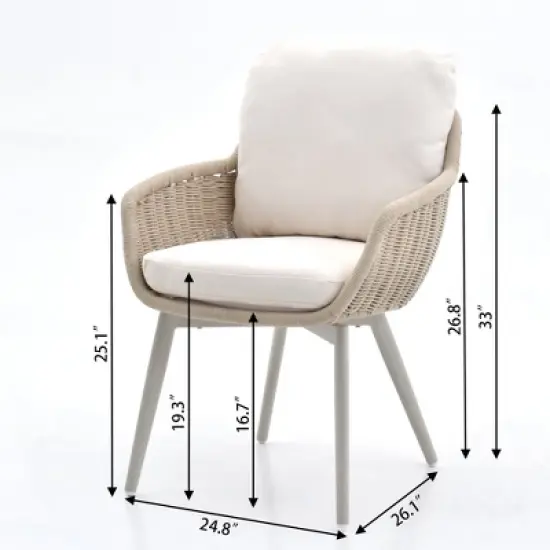 Decksplore 5 Piece Patio Dining Table Set Dining Furniture ALU Small Round Outdoor Table and 4 Chairs with cushion for Kitchen image {4}