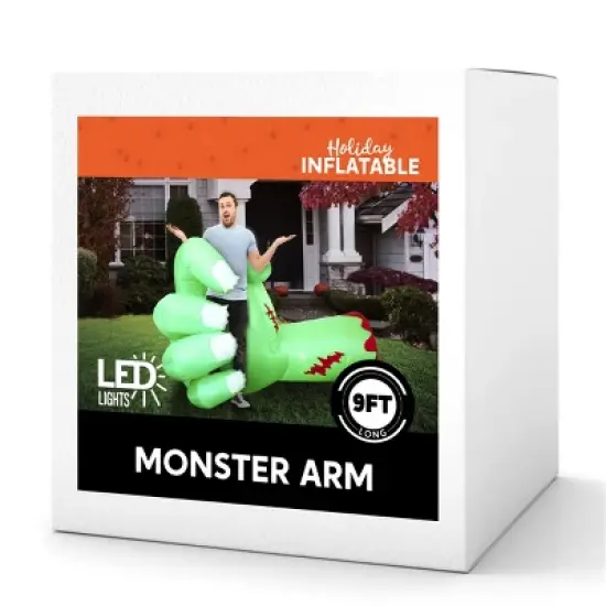 Joyfy 9 FT Long Halloween Inflatables Outdoor Decoration, Giant Zombie Arm Inflatable with Built-in LEDs for Halloween Yard Lawn Garden Decoration image {8}