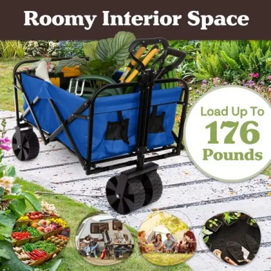 Heavy-Duty Collapsible Wagon with Telescoping Handle by Nature Spring image {1}