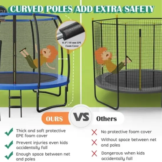 Costway 12FT Recreational Trampoline w/ Basketball Hoop Safety Enclosure Net Ladder image {4}