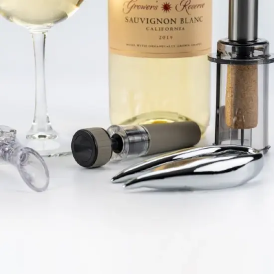 Cork Genius Wine Opener Set 4 Piece Set Wine Accessories Air Pump Bottle Opener,Bottle-Top Aerator,Wine Foil Cutter Vacuum Seal Wine Stopper image {2}
