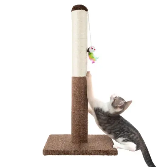 Pet Adobe Hanging Toy Cat Scratching Post for Cats and Kittens - 24.5", Brown image {3}