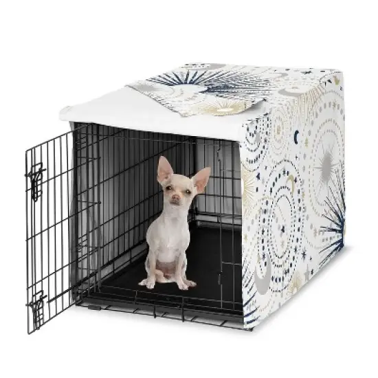 Sweet Jojo Designs Dog Crate Kennel Cover 24in. Celestial Blue Gold and Grey image {6}