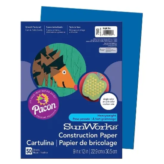 Pacon SunWorks 9" x 12" Construction Paper Bright Blue 50 Sheets/Pack 10 Packs (PAC7503-10) image {1}