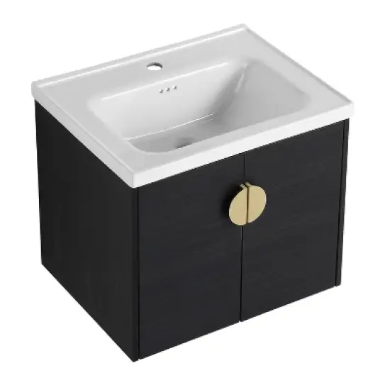 Bathroom Vanity with Sink and Soft Close Door for Small Bathrooms, Black - ModernLuxe image {8}