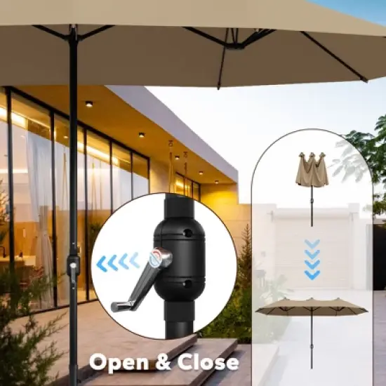 UPTION Double-sided Outdoor Patio Umbrella image {6}