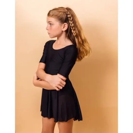 Leveret Girls Elbow Sleeve Skirt Leotard image {2}