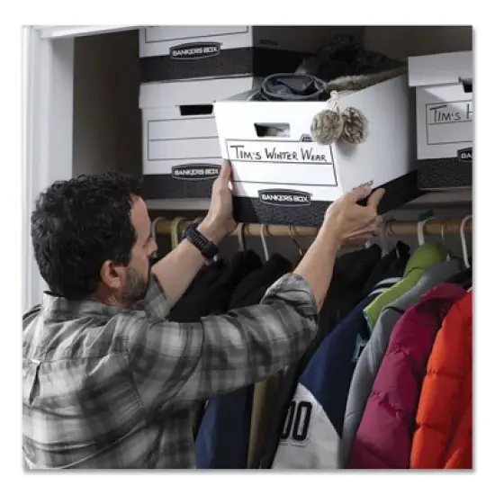 Bankers Box R-KIVE Heavy-Duty Storage Boxes, Letter/Legal Files, 12.75" x 16.5" x 10.38", White/Black, 12/Carton image {4}