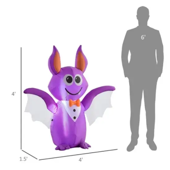 6ft Inflatable Halloween Decoration Bat, Blow Up Outdoor LED Yard Display, Waterproof image {2}