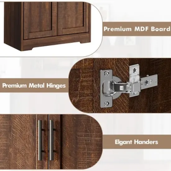 Freestanding 70" Tall Kitchen Pantry Cabinet with 4 Doors & Open Shelves, Adjustable Storage Cupboard for Dining Room, Bathroom, Living Room image {5}