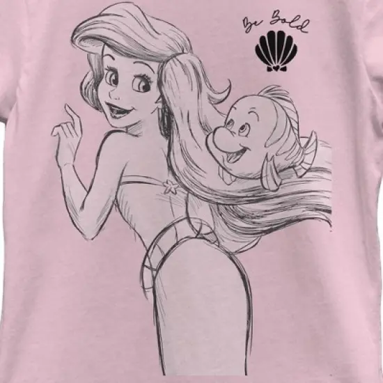 Girl's The Little Mermaid Ariel and Flounder Be Bold T-Shirt image {1}