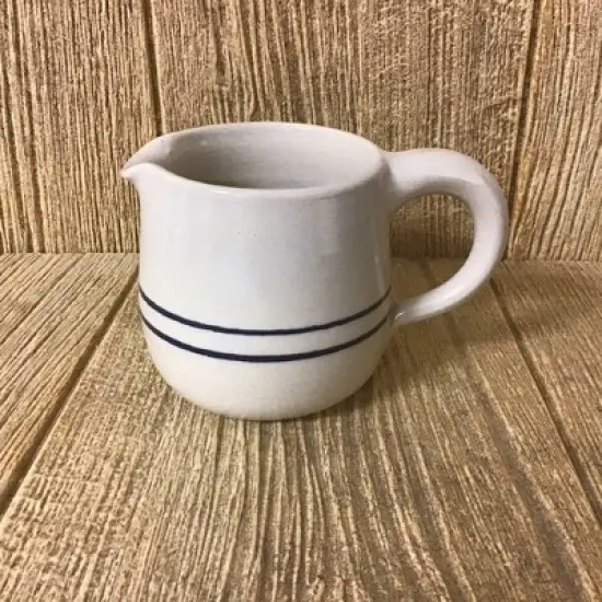 Martinez Pottery Syrup Pitcher or Creamer - Handmade Heritage Blue Stripe Stoneware image {1}