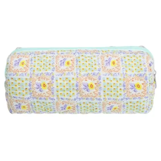 Unique Bargains Durable Small Quilted Makeup Bag Green Yellow Purple 1 Pc image {3}