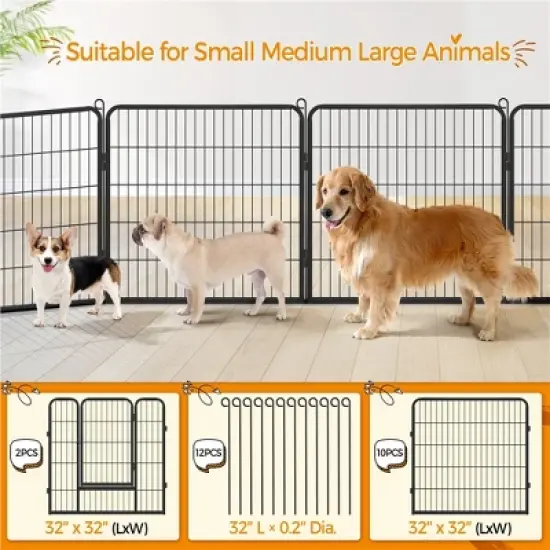 Yaheetech Heavy Duty 12 Panel Pet Playpen Dog Exercise Pen Black image {3}