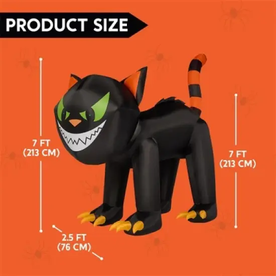 Joyfy 7 FT Halloween Inflatable Outdoor Decoration, Inflatable Black Cat with Moving Head for Halloween Party Indoor Outdoor Yard Garden Lawn Decor image {5}