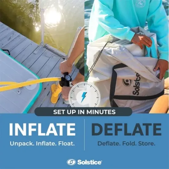 Solstice Original Inflatable LUXE Dock Platform 10 x 8 Foot Floating Swim Raft Non-Slip Water Mat for Lakes, Boats, Pools, and Oceans image {3}