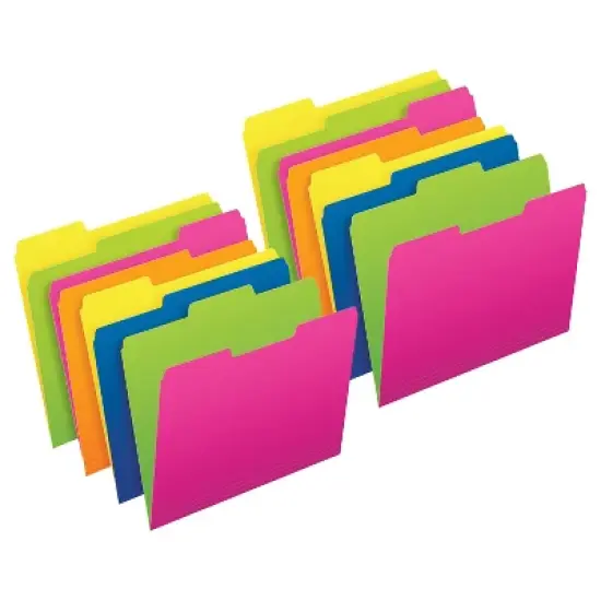 Pendaflex Twisted Glow File Folders, Letter Size, Assorted Colors, 1/3-Cut, 12 Per Pack, 2 Packs image {6}