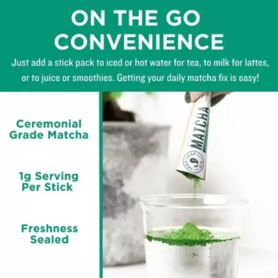 Jade Leaf Organic Ceremonial Grade Matcha Green Tea Powder Packets - 10ct image {2}