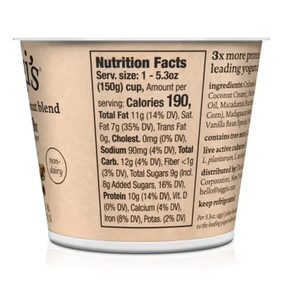 Siggi's Vanilla Cinnamon Plant-Based Coconut Blend Yogurt Alternative - 5.3oz image {9}
