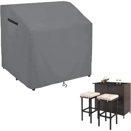 Akefit Outdoor Bar Table Cover Weather Resistant Vent Windows Drawstring 41in Gray image {1}
