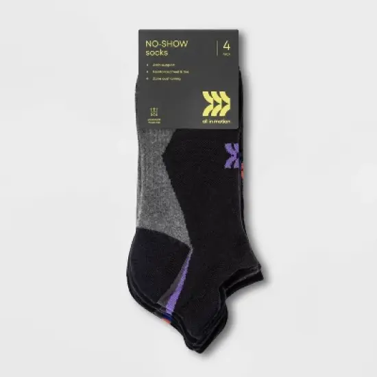 Women's Active Sole Cushioned 4pk No Show with Heel Tab Athletic Socks - All in Motion&trade; 4-10 image {1}