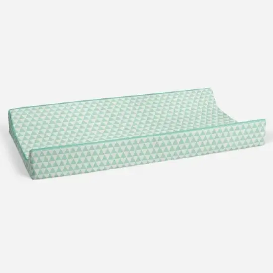 Bacati - Noah Mint Triangles Quilted Muslin Changing Pad Cover image {2}