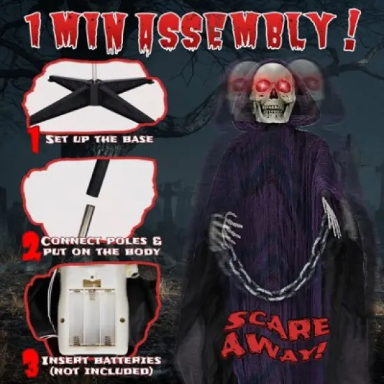 Karl Home 6ft Halloween Decorations Outdoor Animatronics Grim Reaper with Chain, image {3}