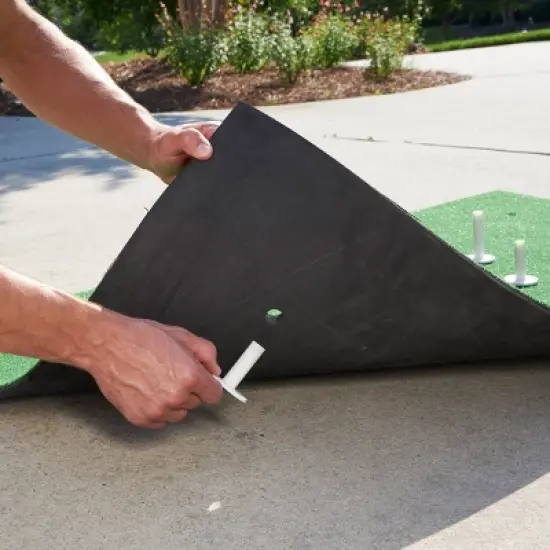 Golf Hitting Mat - 5x3-Foot Artificial Turf Training Mat with 3 Rubber Tees and 6 Different Teeing Positions - Golf Training Aid by Wakeman image {6}