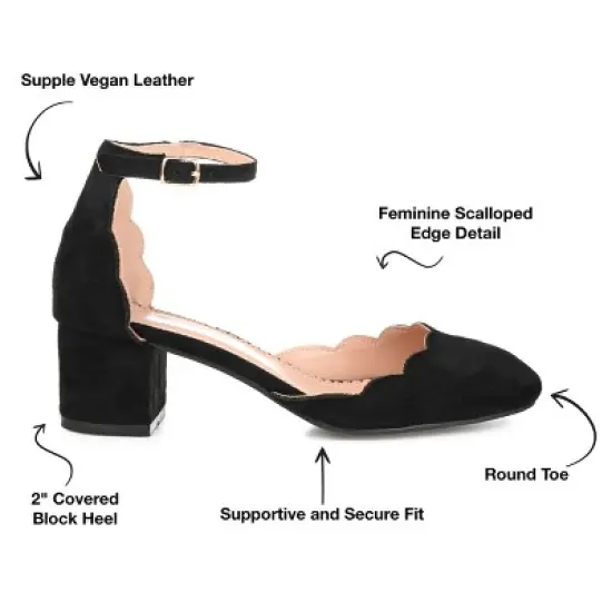 Journee Collection Women's Edna Wide Width Round Toe Low Block Heel Pumps image {7}