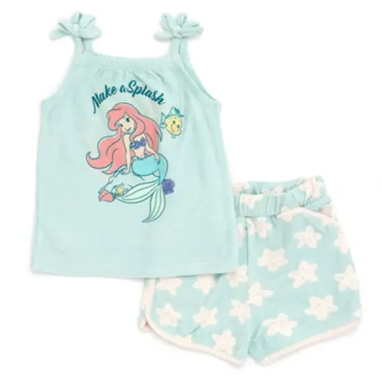 Disney Minnie Mouse Princess Ariel Girls Tank Top and Active Retro Dolphin Shorts Toddler to Big Kid  image {8}