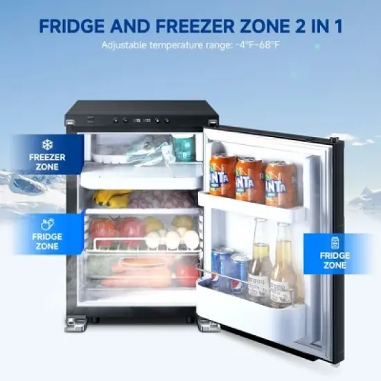 45L RV Refrigerator, 12 Volt Dual Zone Fridge and Freezer, WIFI APP Control Portable Fridge with Door Lock,3 levels (H/M/L) of battery protection image {5}