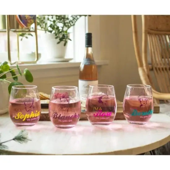 Silver Buffalo The Golden Girls Stemless Wine Glass Collectible Set of 4 | Each Holds 20 Ounces image {5}